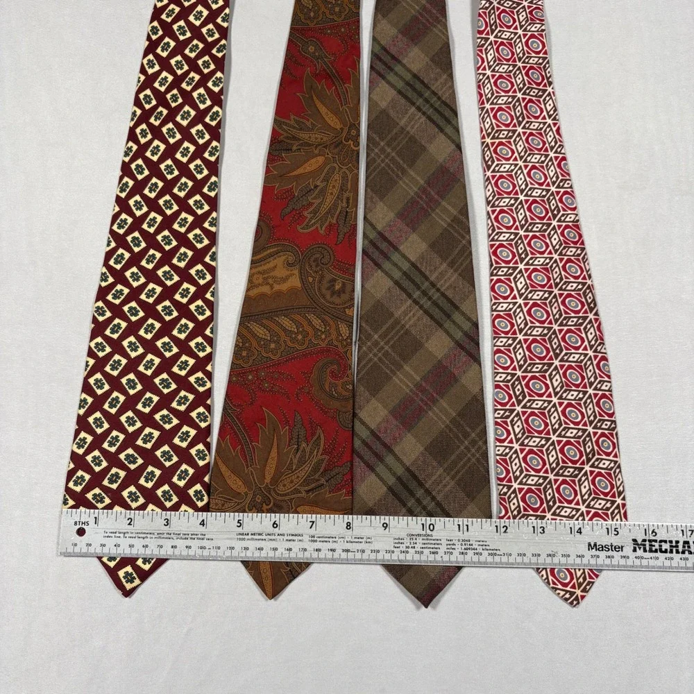 Polo Ralph Lauren Necktie Mens OS Bundle Silk Wool Paisley Plaid Geometric USA